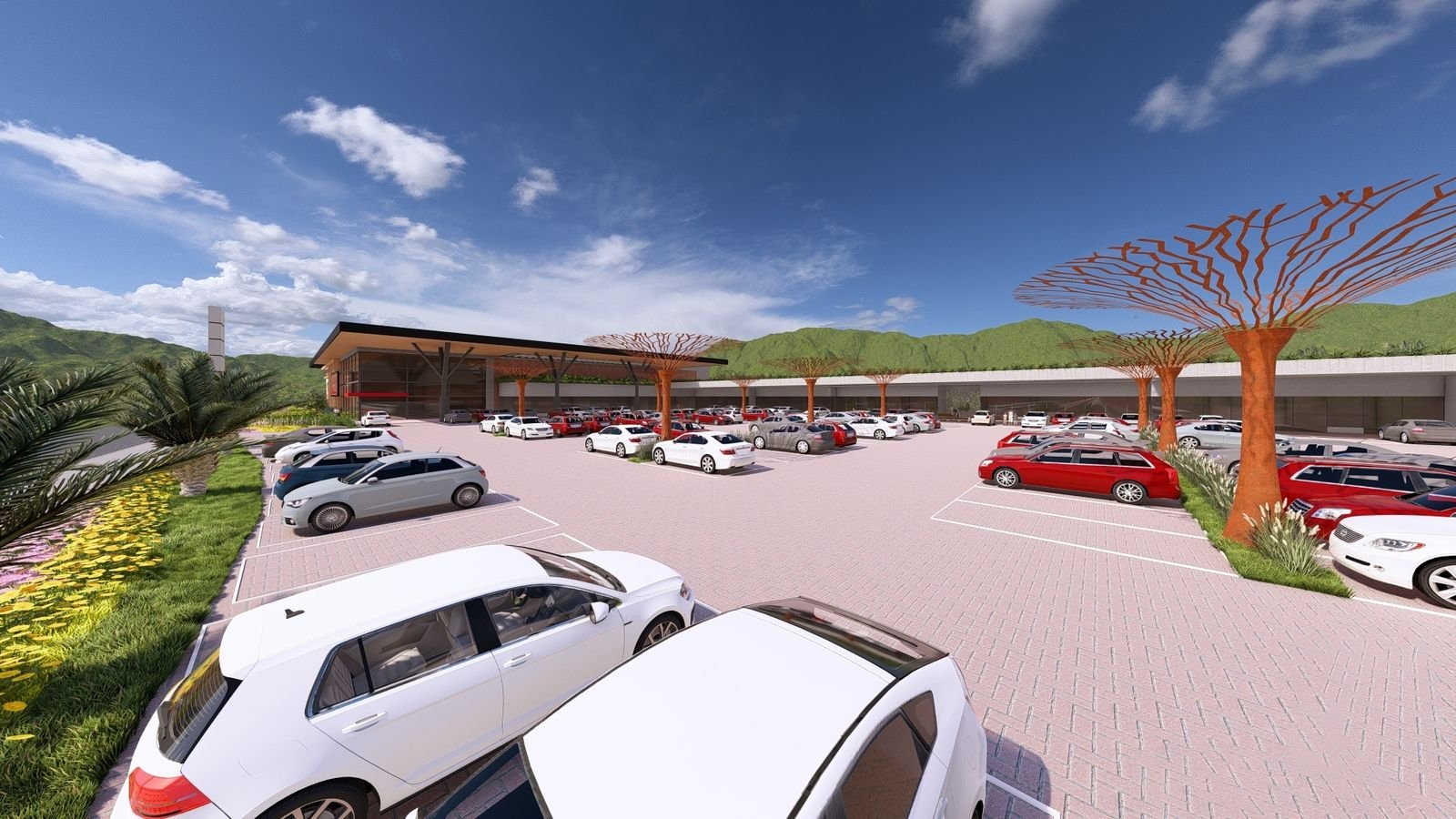 Vista arquitetônica do Nautilus Open Mall em Atlântida Sul